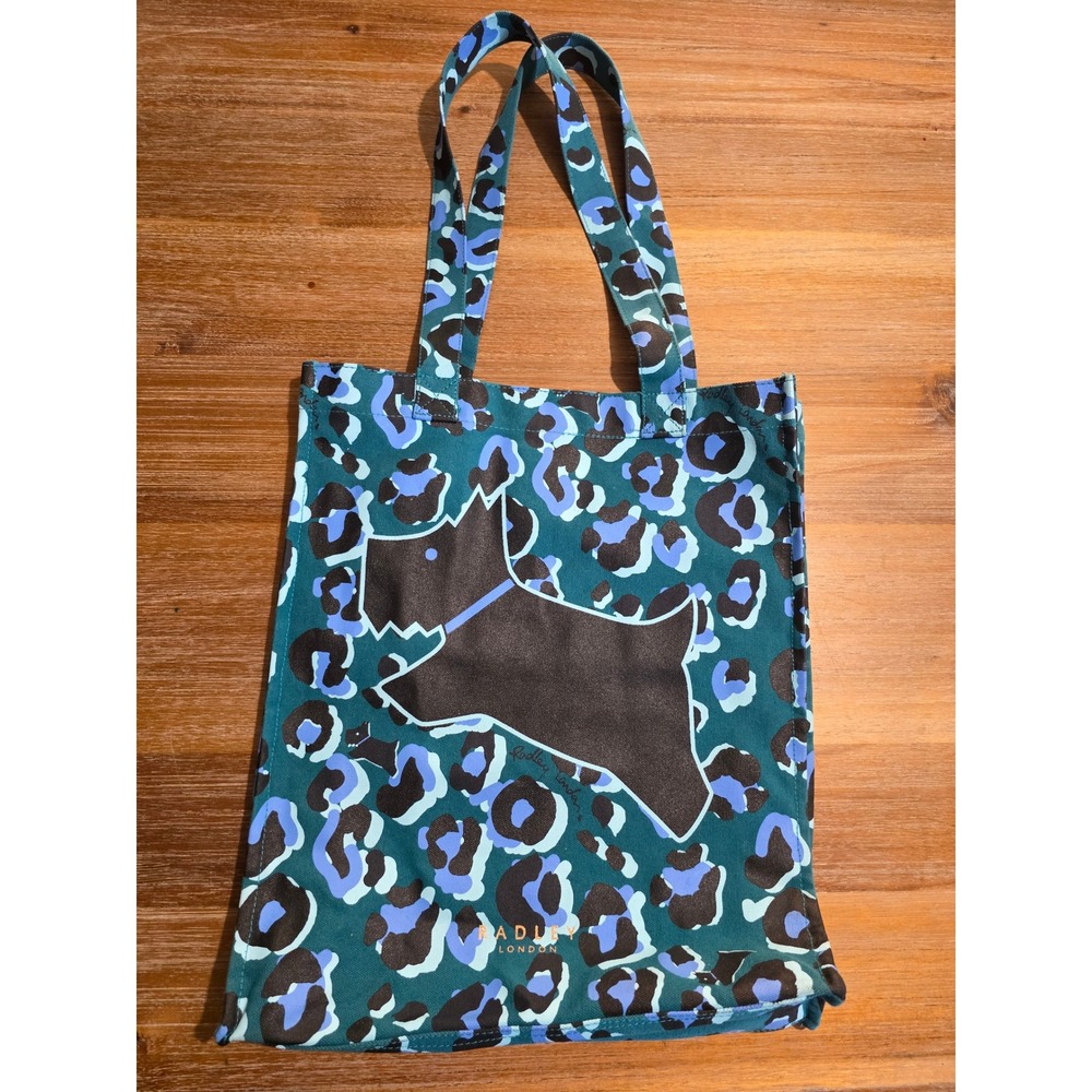 Radley London Canvas Tote Bag Teal Blue Leopard Print Walk On The Wild Side